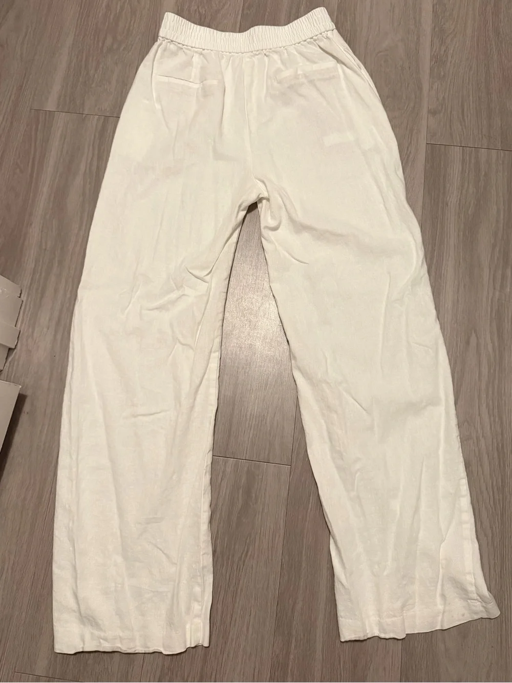 Zara White Linen Straight Leg Pants